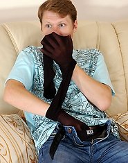 Fucking hot milf in shiny bronze hose giving pantyhosejob and riding on top